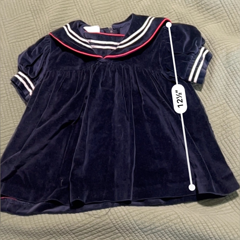 Vintage Navy Blue Sailor Dress with Red Trim Size 12m Made in the USA - Picture 8 of 9